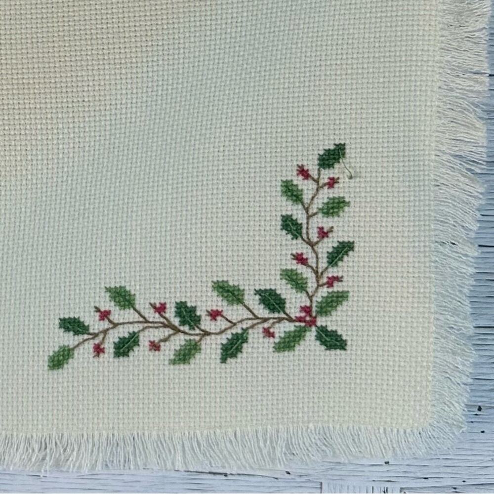 Christmas Eight hand embroidered Crosstitch holiday placements - Picture 2 of 5